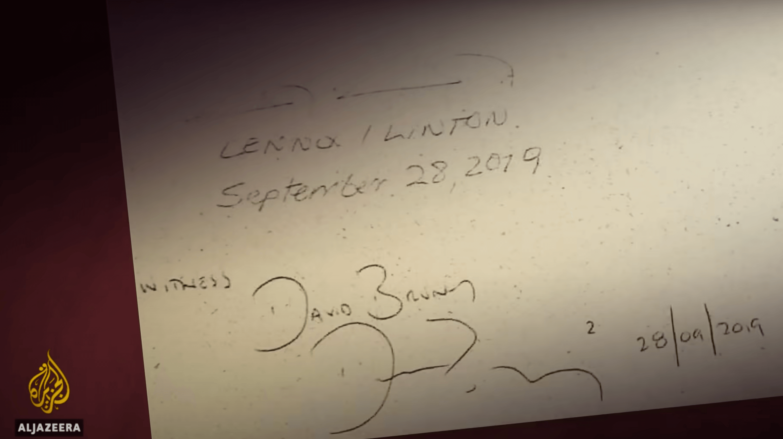 Document signed by UWP leader Lennox Linton and his lawyer. 